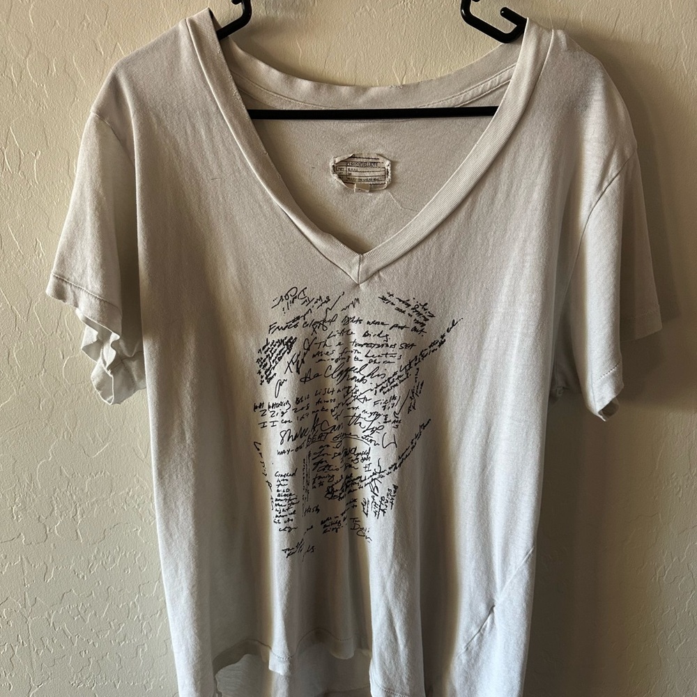 Current/Elliott White Graphic V-Neck Tee